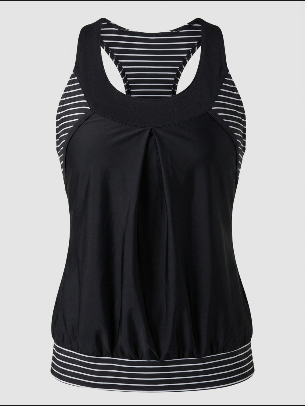 Moxie Active Tank Top Medium Black White Striped Racerback Workout‎ Athleisure